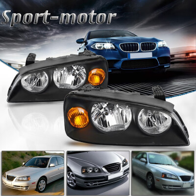 

Headlight Assembly for 04-06 Hyundai Elantra Replacement Headlamp Driving Light Black Housing Amber Reflector