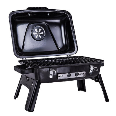 

Outdoor Charcoal Barbecue Grill Enamel BBQ Grill Tabletop Grill with Folding Legs Backyard Picnic