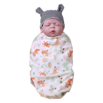 

Cute Baby Swaddle Cartoon Print Sleeping Wrap Infant Blankets Photo Props