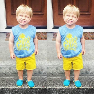 

one piece Toddler Baby Boys Clothing grey Sleeveless Striped Vest top summer