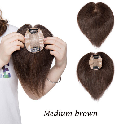 

Silk Base Human Hair Toppers for Women Clip in Top Hairpiece Toupee for Thinning Hair