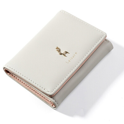 

Quality Women Leather Wallets Candy Color Female Three Folded Women Small Money Bag Coin Purse Photo Card Holder Sweet Wallets