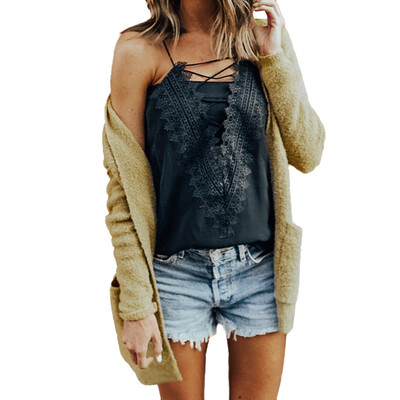 

Toponeto Womens Open Front Solid Pocket Cardigan Long Sleeve Sweater Coat