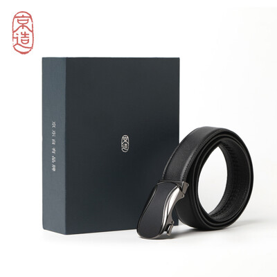 

JZAO Mens belt belt head layer leather automatic buckle business simple casual black 105CM