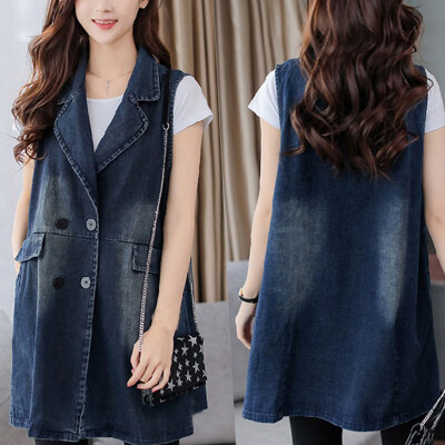 

Toponeto Fashion Women Denim Vest Slim Fit Sleeveless Button Casual Jacket Coat