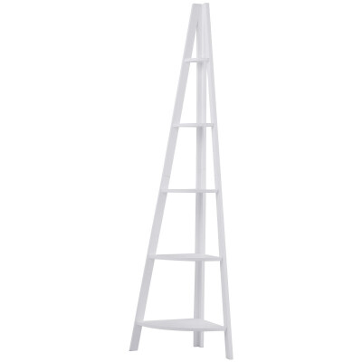 

5 Tier Floor Corner Stand Ladder Shelves Bookshelf-White