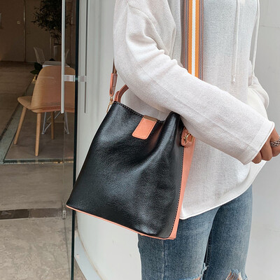 

Womens bag 2019 new fashion handbags Sen double-sided bucket bag foreign gas Messenger bag wild ins shoulder bag