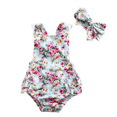 

Newborn Kid Baby Girl Clothes Floral Outfits Set Lace Jumpsuit Romper Bodysuit