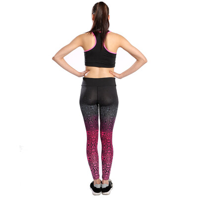 

High Waist Fitness Yoga Sport Pants Printed Stretch Ankle Length Pants Leggings