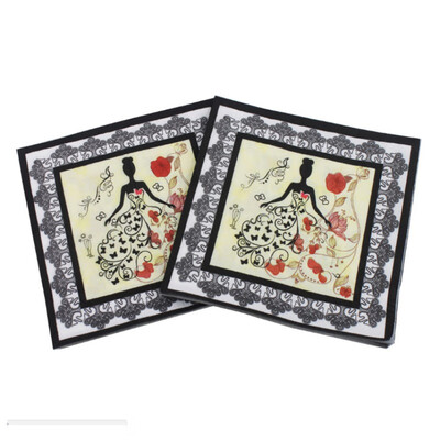 

20PCSPackLot Wedding Paper Napkin With Dress Girl Boy Ring Festas & Party Tissue Napkin Supply Decoration 33cm33cm