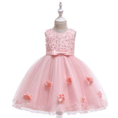 

Toddler Kid Baby Girls Lace Flower Princess Party Performance Formal Tulle Dress