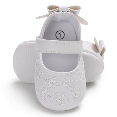 

Baby Girl The First Walker Bow Embroidery Flowers Non-slip Soft bottom Baby Princess shoes Spring Summer Childrens