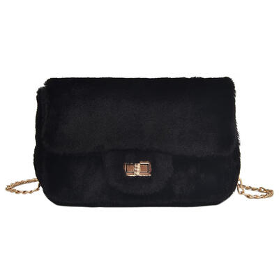 

Fashion Women Plush Shoulder Bags Solid Color Chain Casual Crossbody Bag
