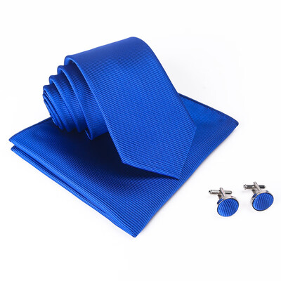 

Solid color thread tie set mens cufflinks square scarf tie three-piece suit suit dress with essential tie