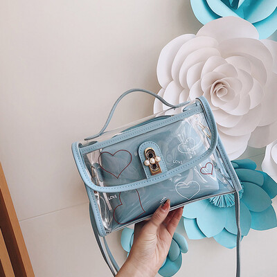 

Tailored Womens Fashion Transparent Small Square Bag Female Jelly Bag Wild Shoulder Bag