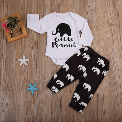 

Newborn Baby Boys Girls Little Peanut Romper Bodysuit Pants Outfits Clothes Set