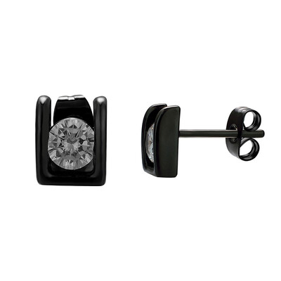 

Yoursfs Fashion 1 Pair Simple Silver Zircon Black Earrings Fashion Ear Stud for Men&Women Jewelry
