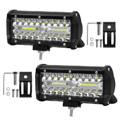 

2Pcs 7inch 120W LED Light Bar Spot Flood Combo Beam Work Light Driving Fog Lamp Road Lighting for Car Jeep Truck SUV ATV Boat Mari