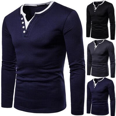 

Hot Fashion comfortable men´s bottoming shirt long-sleeved classic slim V-neck top
