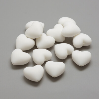 

Food Grade Environmental Silicone Beads Chewing Beads For Teethers DIY Nursing Necklaces Making Heart White 19x20x12mm Hole