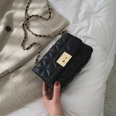 

Lingge chain small bag female 2019 new wave Korean fashion wild single shoulder casual slung texture small square bag