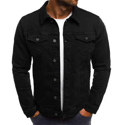 

Solid Color Simple Men\s Casual Denim Jacket Short Paragraph Slim