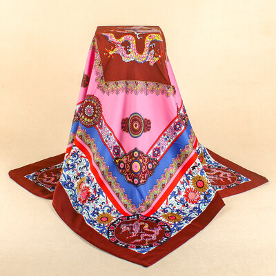 

Simulation silk scarf spot wholesale 90cm satin large square scarf Yiwu scarf factory direct sales special gift