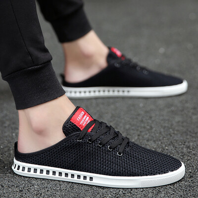 

Mens shoes summer canvas shoes mens no sandals&slippers Korean version of the trend of leisure a pedal lazy tide shoes half slippers male