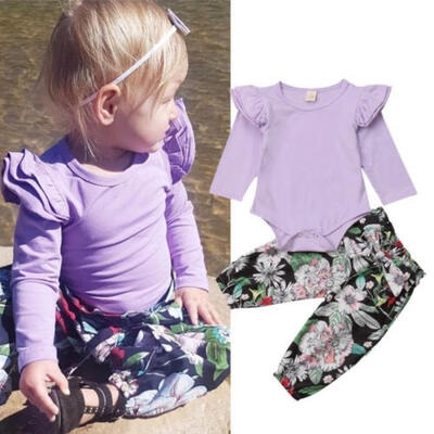 

Lovely Toddler Baby Girls Tops Romper Bodysuit Flower Pants Leggings Outfit Clothes Set