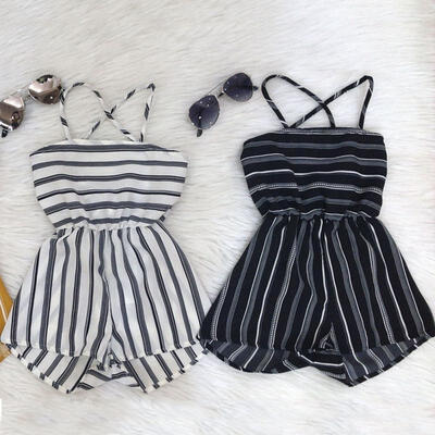 

Striped Toddler Kids Baby Girl Off The Shoulder Romper Jumpsuit Playsuit Sunsuit