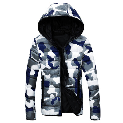 

Hooded Collar Long Sleeve Camouflage Zipper Men Down Jacket