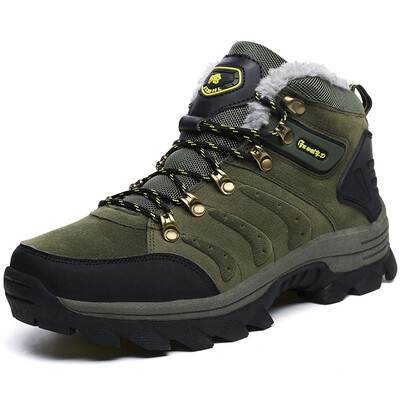 

Super Warm Men Winter Boots Quality Suede Snow Boots Fur Plush Winter Snow Shoes For Men Lace Up Outdoor Boots Shoes