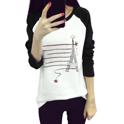 

Autumn Women T-Shirt Lovely Character Printed Long Sleeve Tops