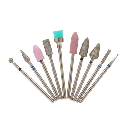 

10pcs Nail Drill Bits Cuticle Cleaner Dust Drill Brush Rotary Polishing File Grinding Heads Manicure Pedicure Tools
