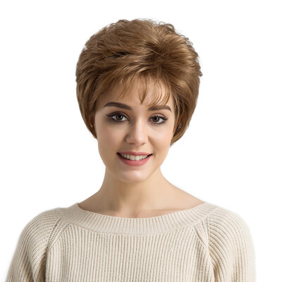 

〖Follure〗Natural Brown Curly Short Hair Wigs Womens Fashion Slightly Synthetic Wig New