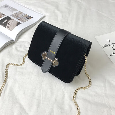 

Ins super fire small bag female 2018 autumn&winter new tide velvet shoulder bag Korean version of the chic chain small square bag female