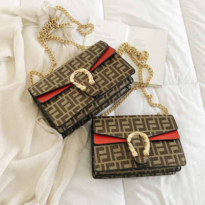 

Qiao Bani 2019 new European&American style fashion old flower hit color wine god bag slant diagonal tide female bag direct sales
