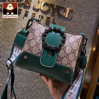 

Ins New Womens Bag 2019 New Korean Texture Bucket Bag Wide Shoulder Strap Joker Single Shoulder Messenger Bag