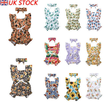 

UKStock Newborn Baby Girl Ruffle Floral Romper Bodysuit Jumpsuit Sunsuit Clothes