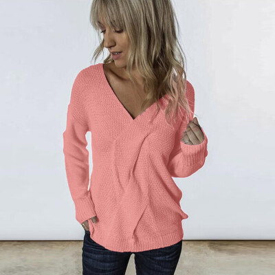 

〖Follure〗Womens Knitted V-Neck Long Sleeve Lightweight Sweater Pullover Jumper Tops