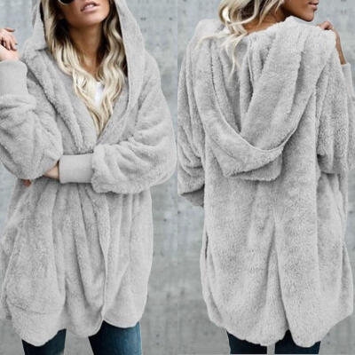 

Womens Long Sleeve Winter Top Fur Cardigan Sweater Jumper Knitted Coat Jacket