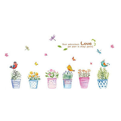 

Flowerpots PVC Waterproof Removable Self-adhesive Wall Sticker for Bedroom