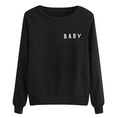 

Toponeto Women Casual Solid Color O-neck Letter Pattern Long Sleeve Pullover Sweatshirt