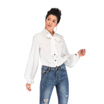 

Roseonmyhand Women Bow Shirt Long Sleeve Shirt Blouse Tops