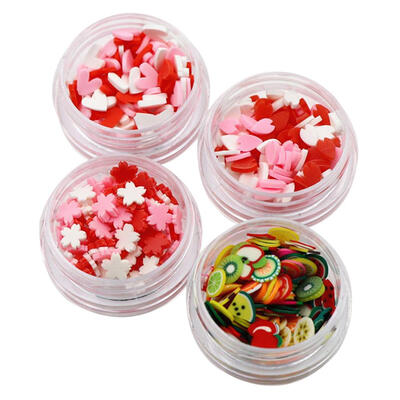 

Nails Art Tips 4 Style Fruit Flower Love Slices Slime Ornaments Decoration