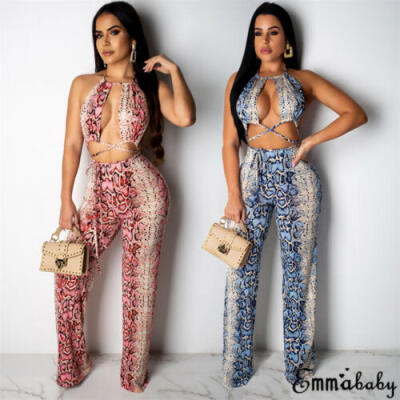 

Women 2 Piece Set Crop Top&Pants Bodycon Outfits Short Beach Jumpsuit Wear