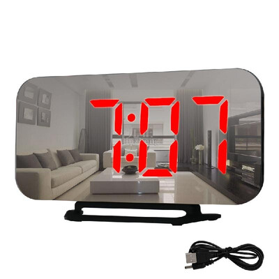 

Creative Multifunctional LED Snooze Mirror Clock Electronic Digital Screen Plastics With Battery Mute Nightlight