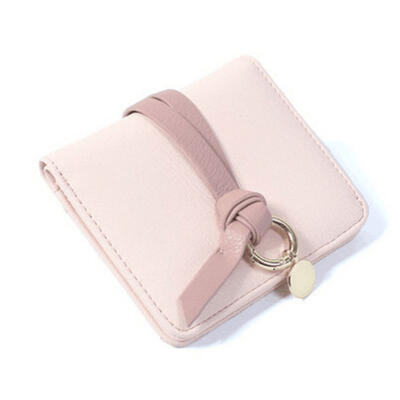 

Short Wallet Korean Style Fashion Mini PU Leather Womens Wallet Small Card Holder Coin Purse With Strap Ring For Girls