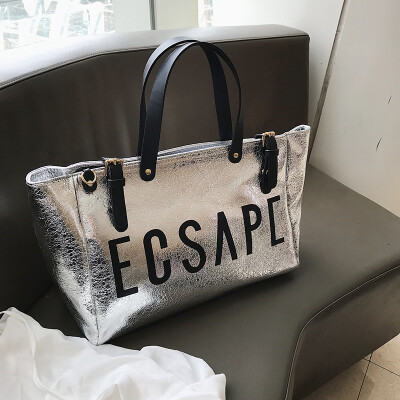 

Summer bright face large capacity bag female 2019 new Korean version of the wild single shoulder slung fashion portable letter big bag