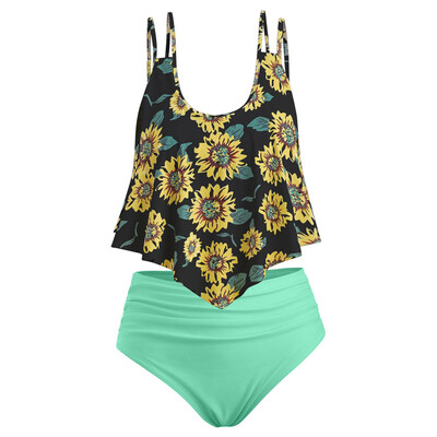 

Roseonmyhand Women Two Pieces Bathing Suits Top Ruffled With High Waisted Bottom Bikini Set